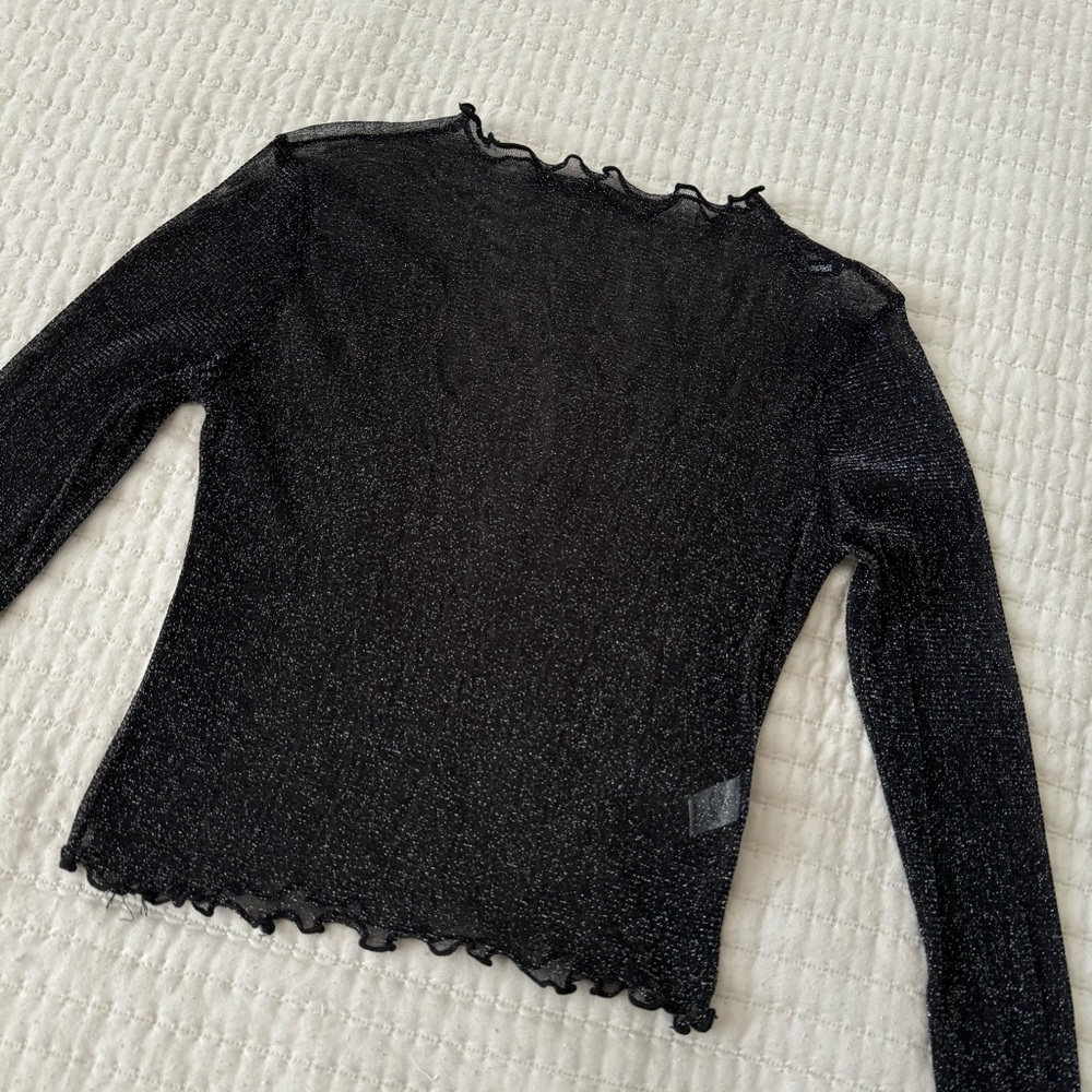 Sheer Lettuce Trim Crop Top